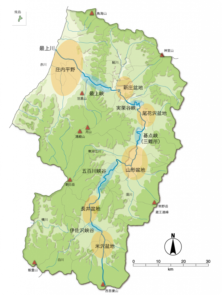 p7 山形県白地図2(山形の地形）